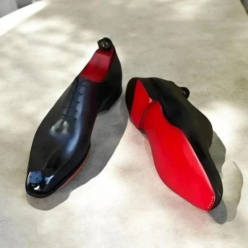 Luxury red bottom black men - red,